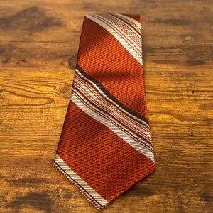 Aristo-Craft Vintage 1970s Wide Tie Burnt Orange Stripe 4” Acetate Mod Retro